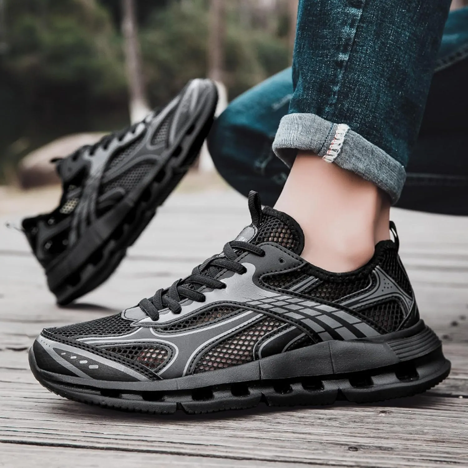 Arch Support Fitness Sneaker for Men Comfortable Breathable Lace Up Sneaker Men's Lightweight Cushion Sneakers