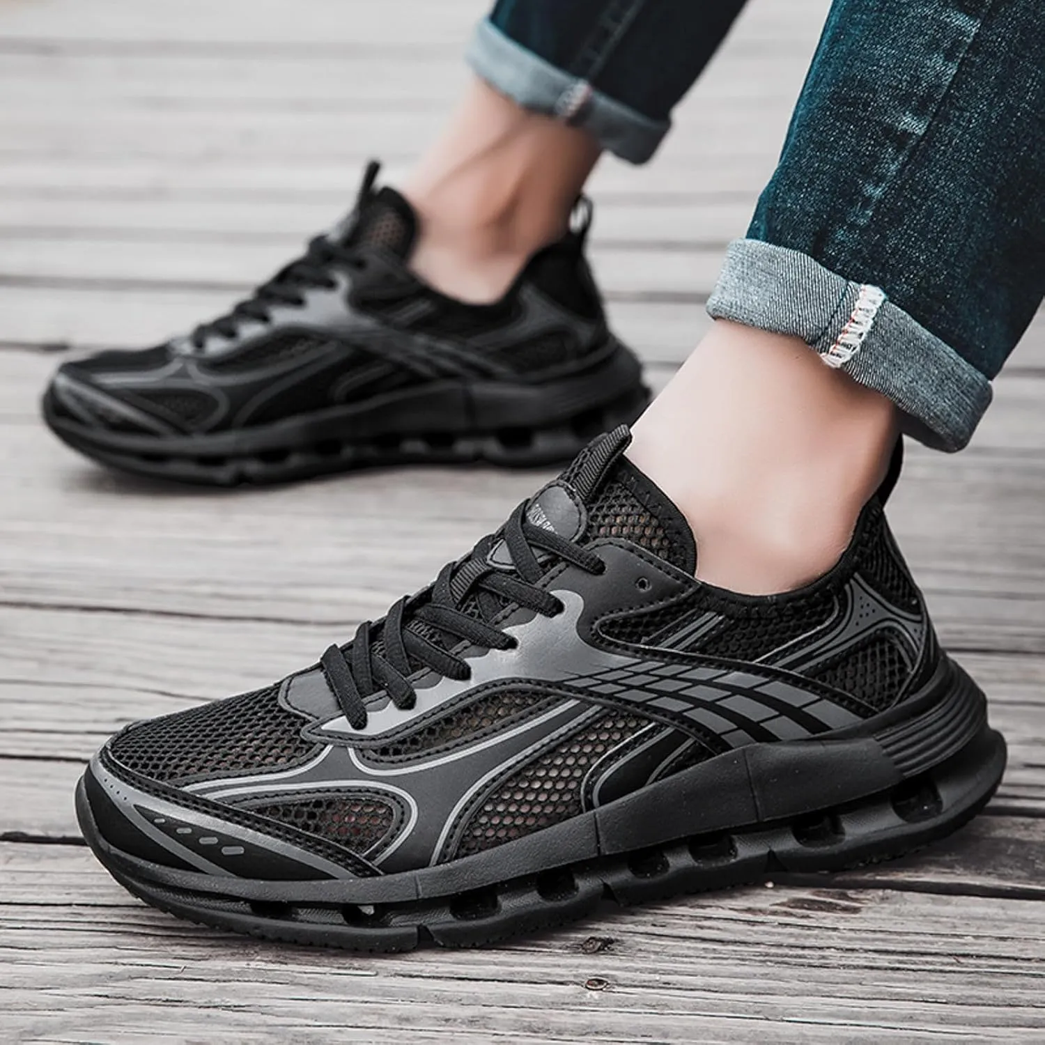Arch Support Fitness Sneaker for Men Comfortable Breathable Lace Up Sneaker Men's Lightweight Cushion Sneakers