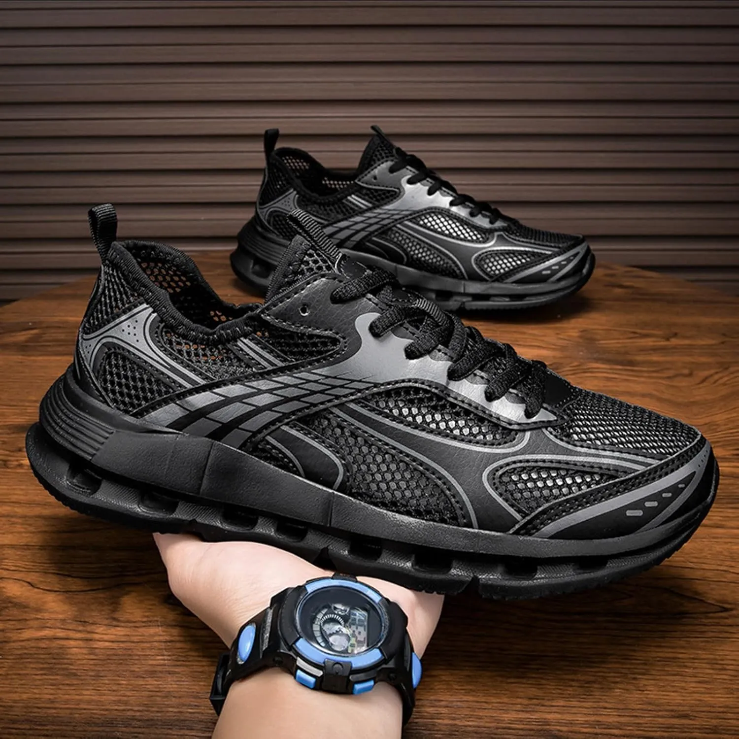 Arch Support Fitness Sneaker for Men Comfortable Breathable Lace Up Sneaker Men's Lightweight Cushion Sneakers
