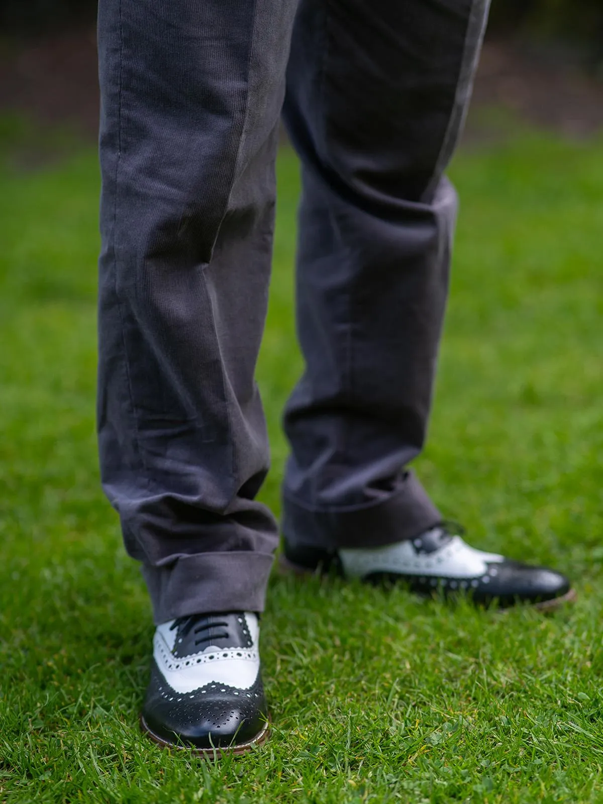 Black & White Leather Retro Style Spectator Shoes