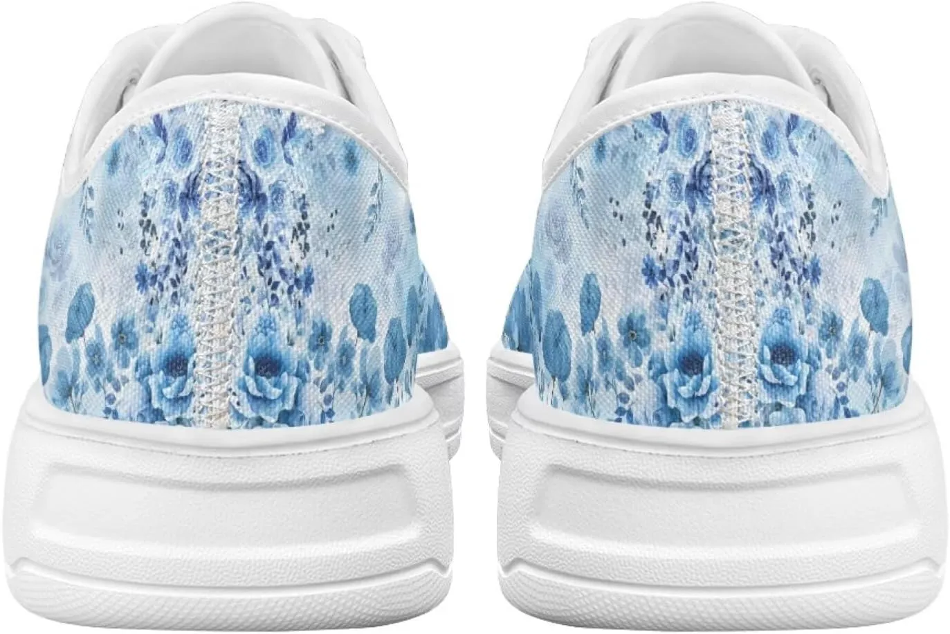 Blue Rose Women's Fashion Canvas Sneakers Tennis Shoes Low Top Walking Shoes with Thick White Sole US 5.5-13.5