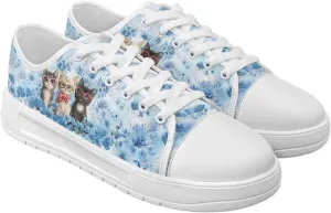 Blue Rose Women's Fashion Canvas Sneakers Tennis Shoes Low Top Walking Shoes with Thick White Sole US 5.5-13.5