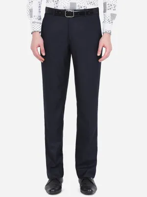 Blue Solid Classic fit Formal Trouser | Greenfibre