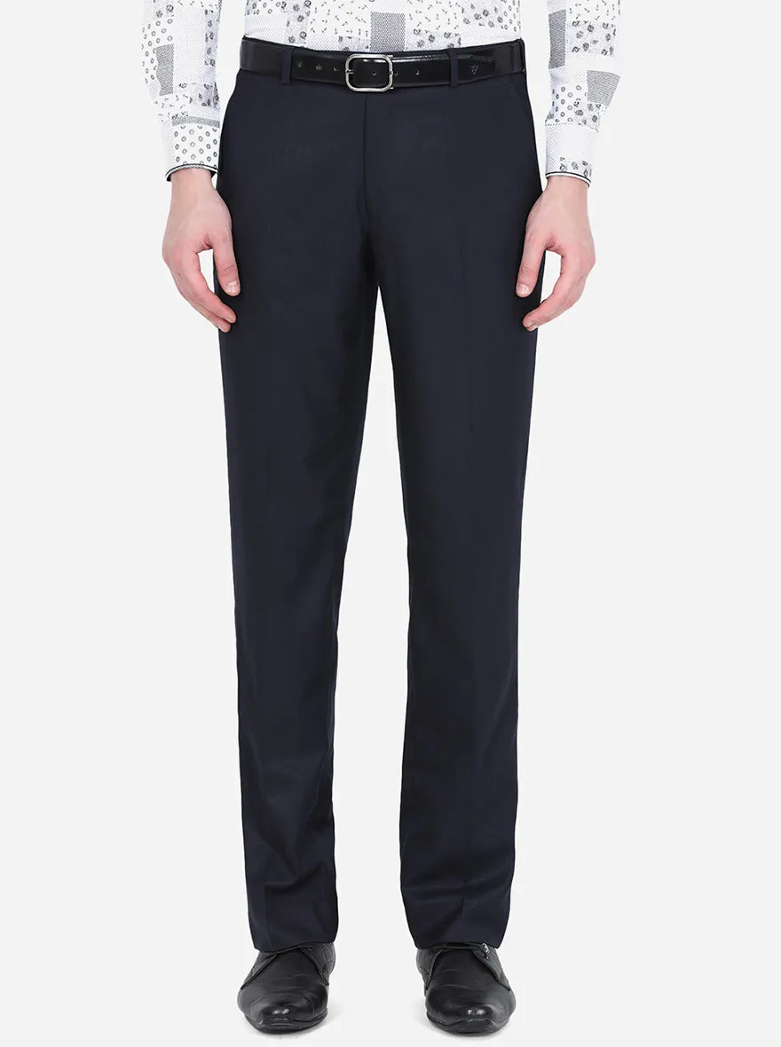 Blue Solid Classic fit Formal Trouser | Greenfibre