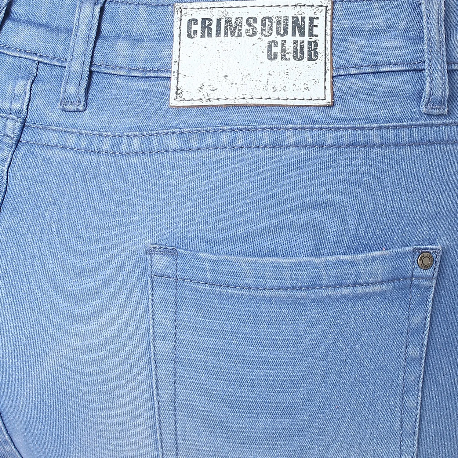 Blue Solid Denim Shorts