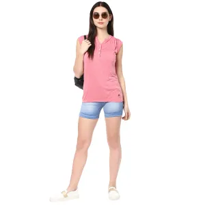 Blue Solid Denim Shorts