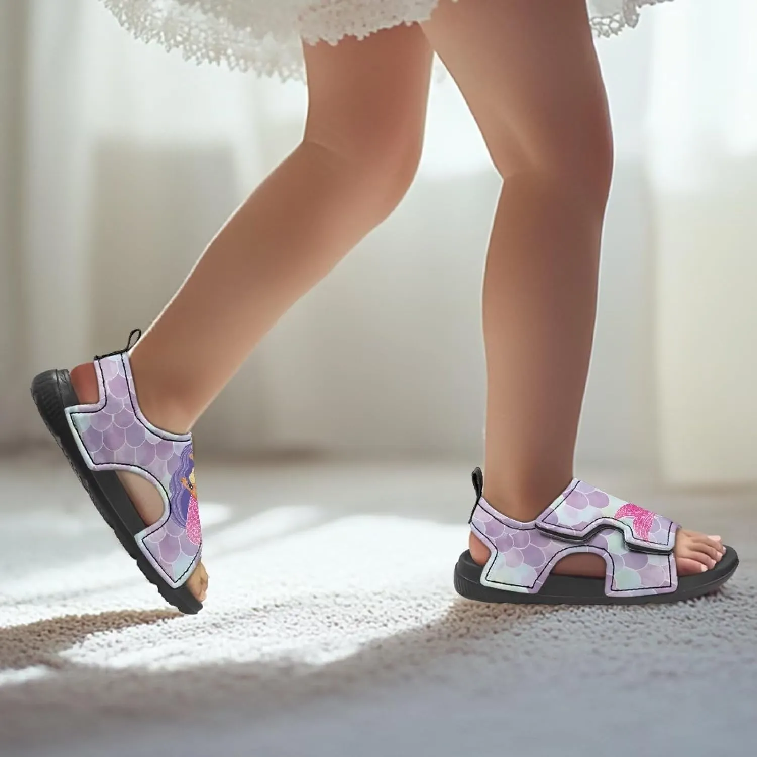 Boys Girls Kids Summer Sandals Slides Open-Toed Beach Sandals Magic Sticker Outdoor Shoes Toddler/Little Kid