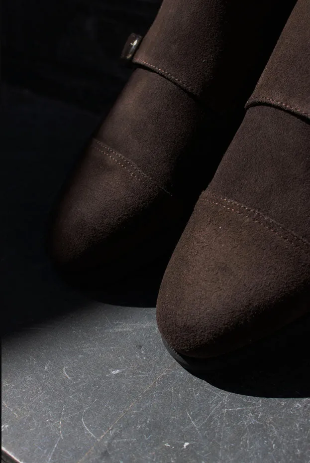 Chocolate Suede Double Monk Strap w/ Comando Sole