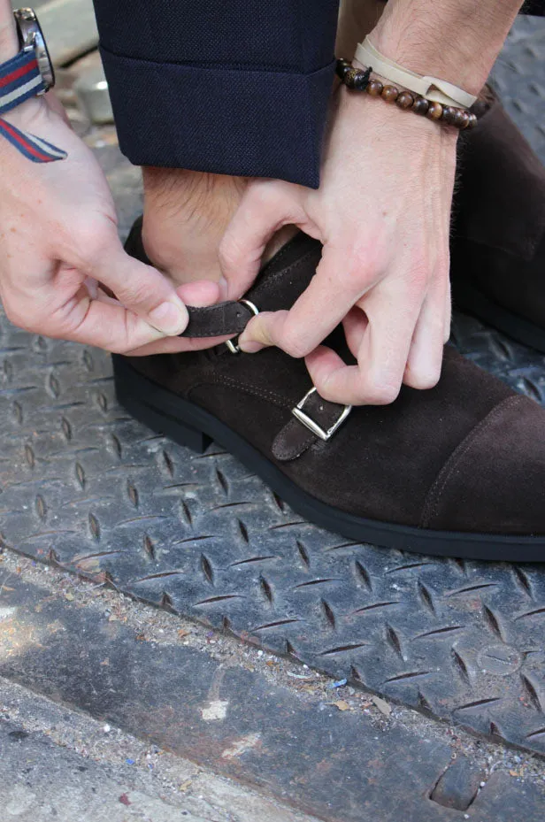 Chocolate Suede Double Monk Strap w/ Comando Sole