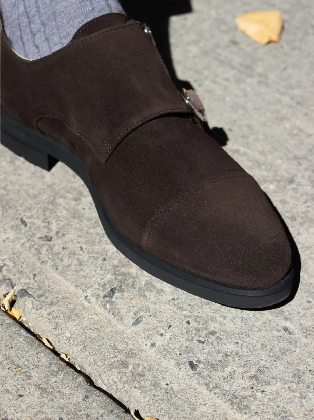 Chocolate Suede Double Monk Strap w/ Comando Sole