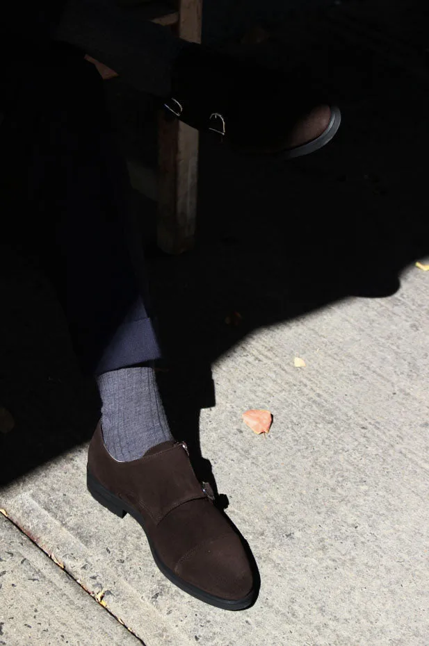 Chocolate Suede Double Monk Strap w/ Comando Sole