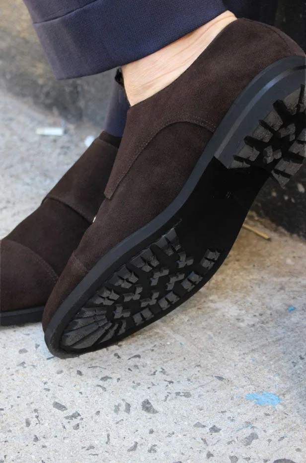 Chocolate Suede Double Monk Strap w/ Comando Sole