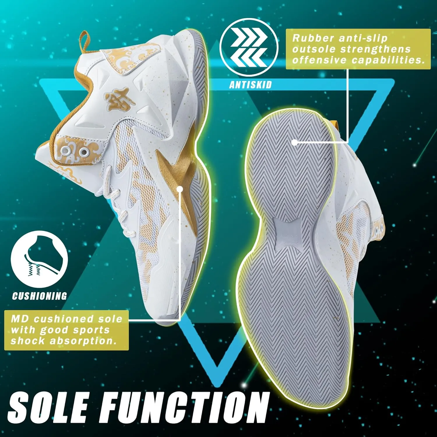 CJSPORX Men Women Basketball Shoes Breathable Non Slip Outdoor Fashion Sneakers