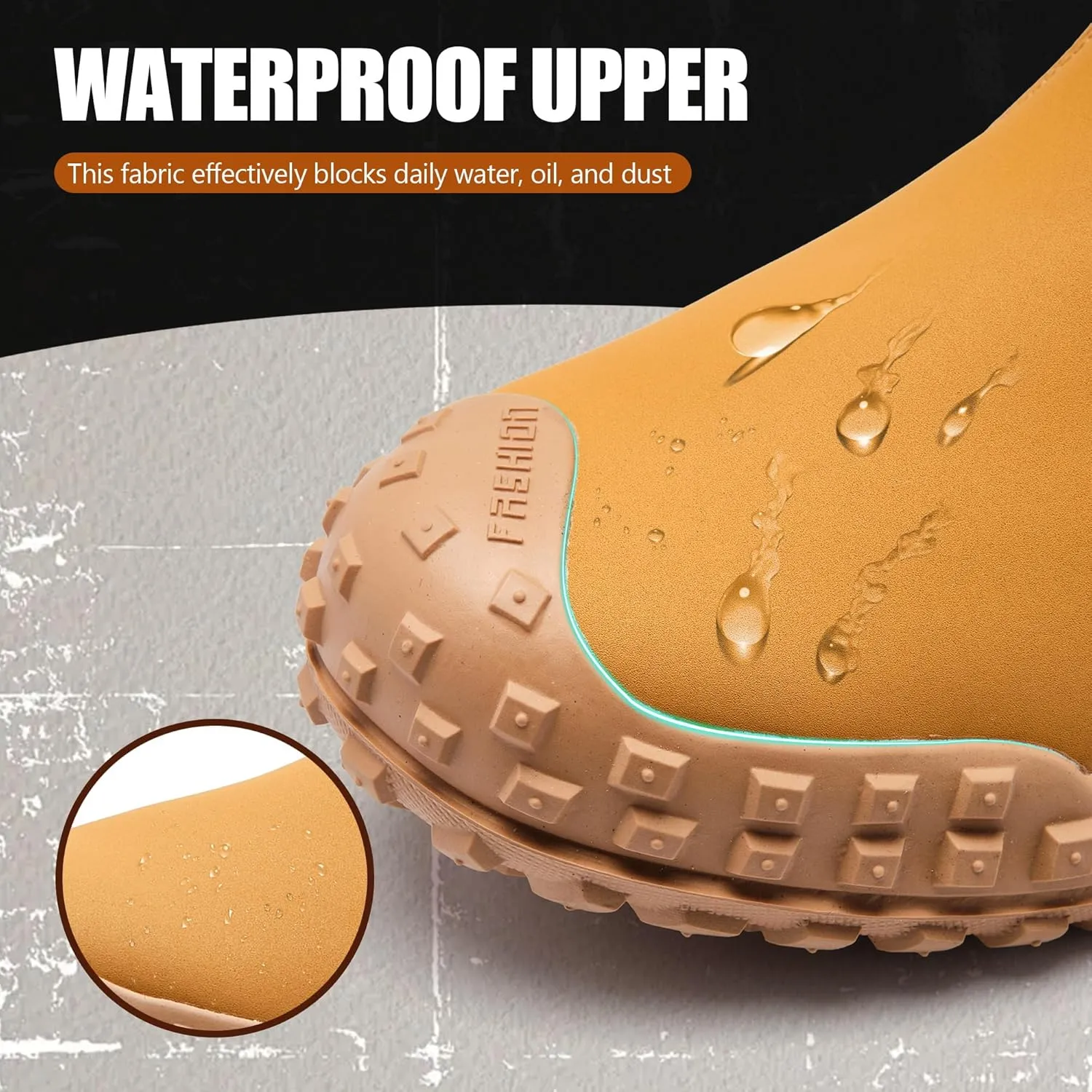 CJSPORX Men's Steel Toe Work Boots Anti-Skid Safety Shoes Leather Waterproof Work Shoes
