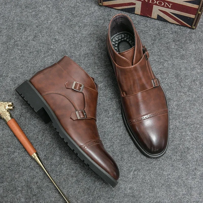 Darell - Leather Boots with Double Monk Straps