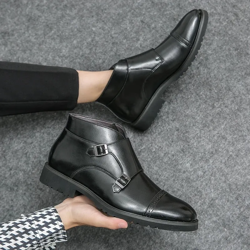 Darell - Leather Boots with Double Monk Straps