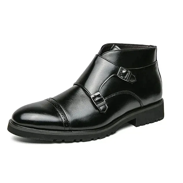 Darell - Leather Boots with Double Monk Straps