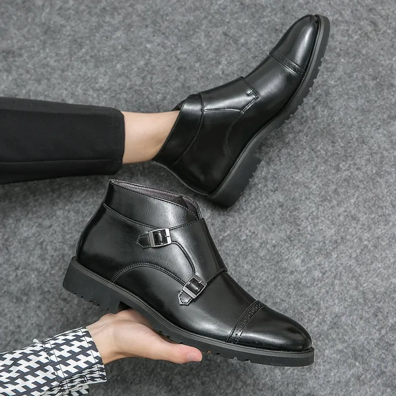 Darell - Leather Boots with Double Monk Straps