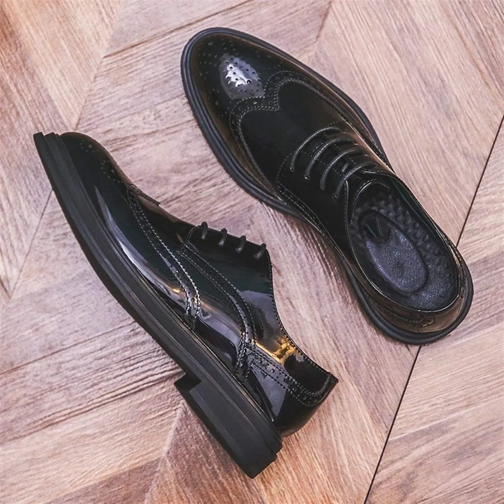 Dress Oxford Formal Shoes for Men Lace Up Wing Tip Brogue Derby Shoes Vegan Leather Rubber Sole Non Slip Anti-Slip Business