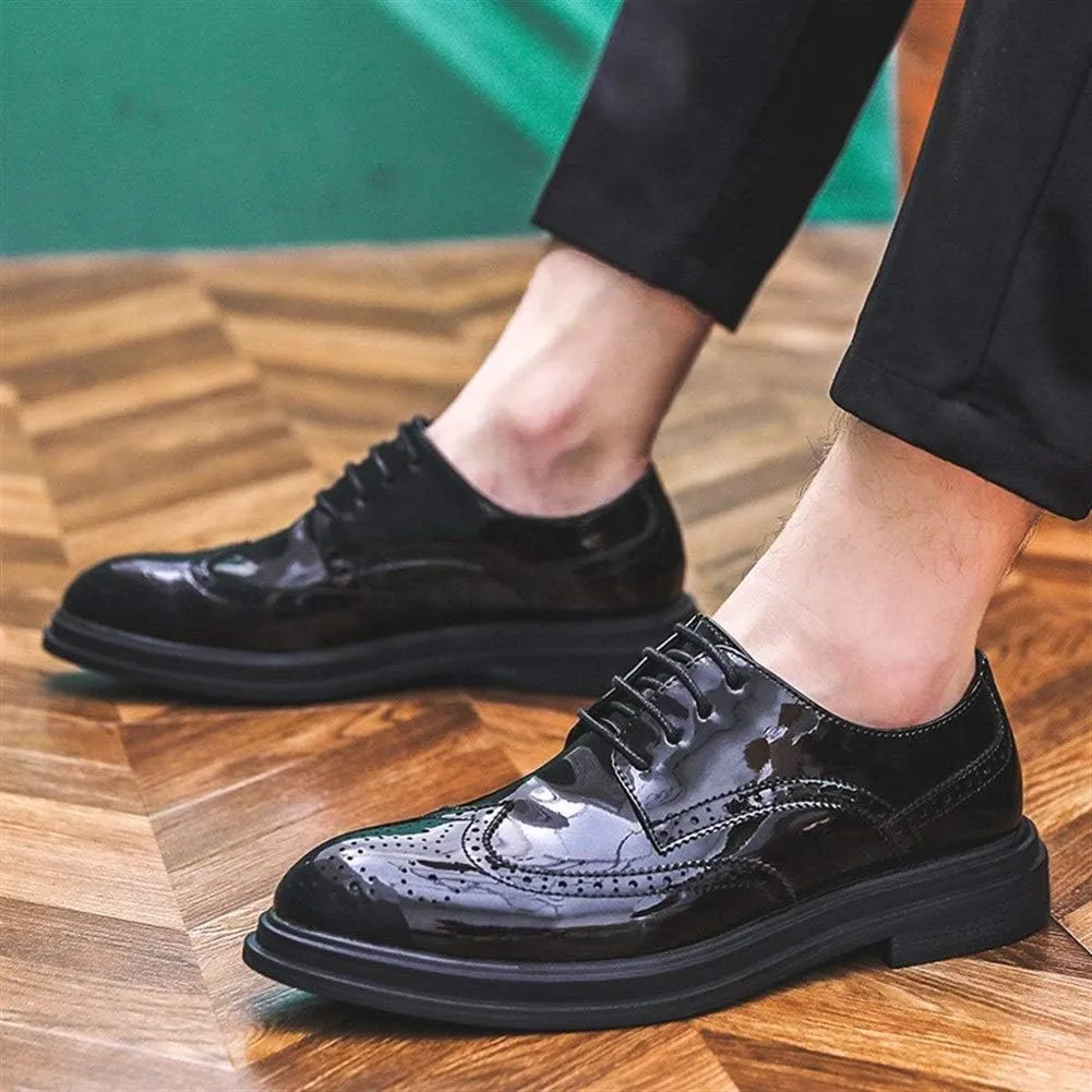 Dress Oxford Formal Shoes for Men Lace Up Wing Tip Brogue Derby Shoes Vegan Leather Rubber Sole Non Slip Anti-Slip Business