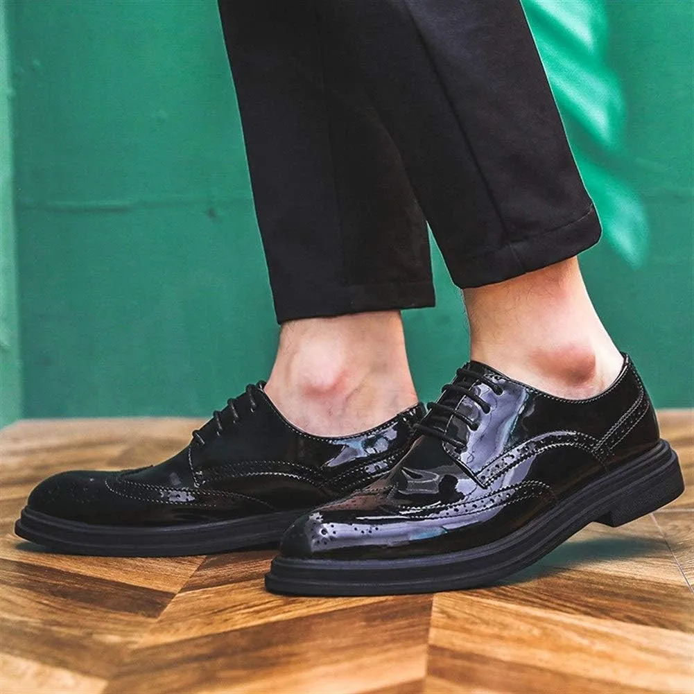Dress Oxford Formal Shoes for Men Lace Up Wing Tip Brogue Derby Shoes Vegan Leather Rubber Sole Non Slip Anti-Slip Business