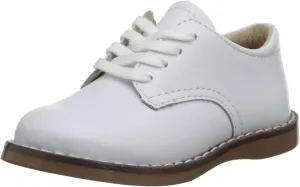 FOOTMATES Willy Lace-Up Leather Oxford Girls and Boys Dress Shoes with Wide Toe Box and Custom-Fit Insoles, Non-Marking Outsoles, White - 7.5 Toddler (1-4 Years)