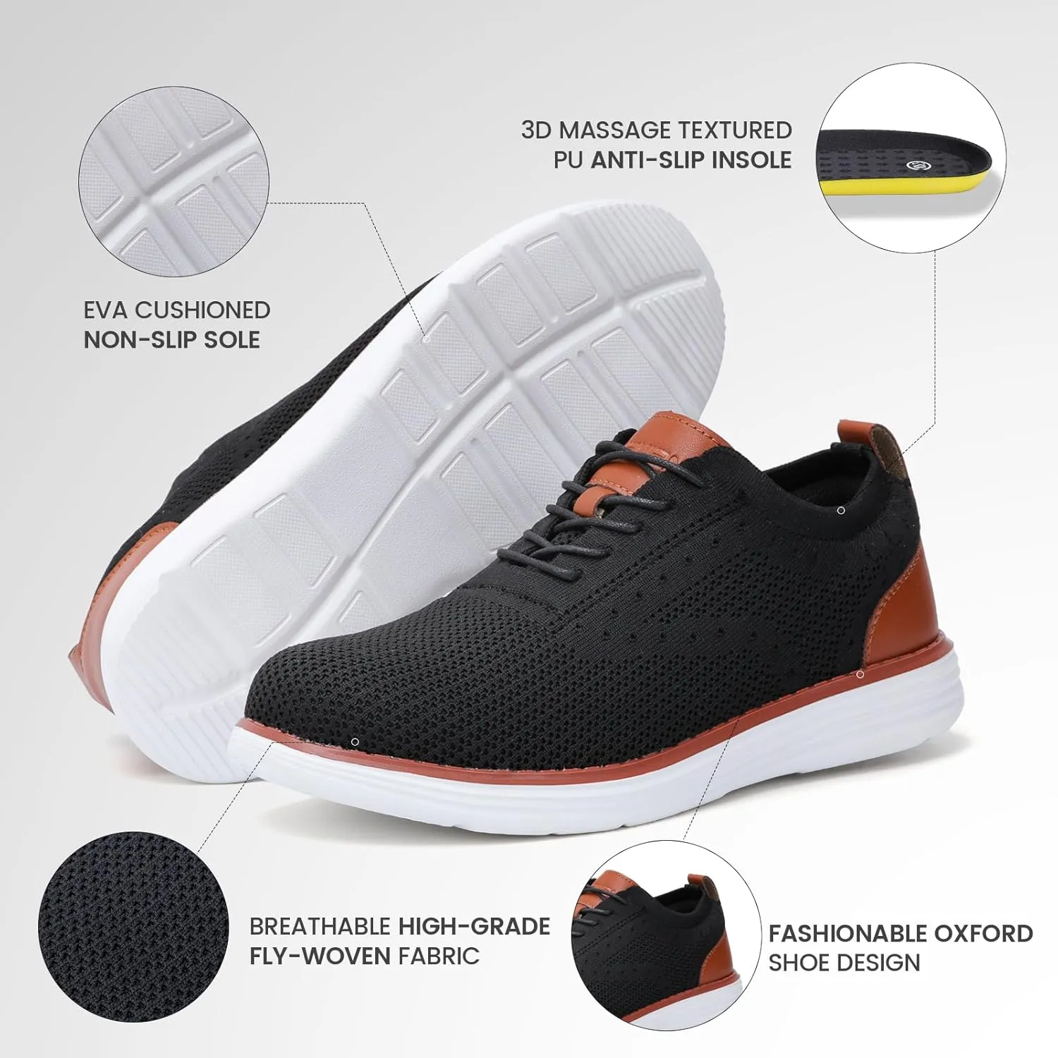 Furuian Steel Toe Shoes for Men Safety Shoes for Men Casual Dress Work Sneakers Lightweight Steel Toe Work Sneakers Comfortable Safety Tennis Oxfords