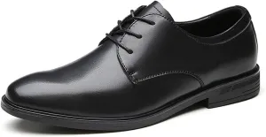 HOOENG Oxford Shoes for Men Lace Up Derby Shoes Round Toe Vegan Leather Low Top Resistant Non Slip Block Heel Classic (Color : Black, Size : 7.5)