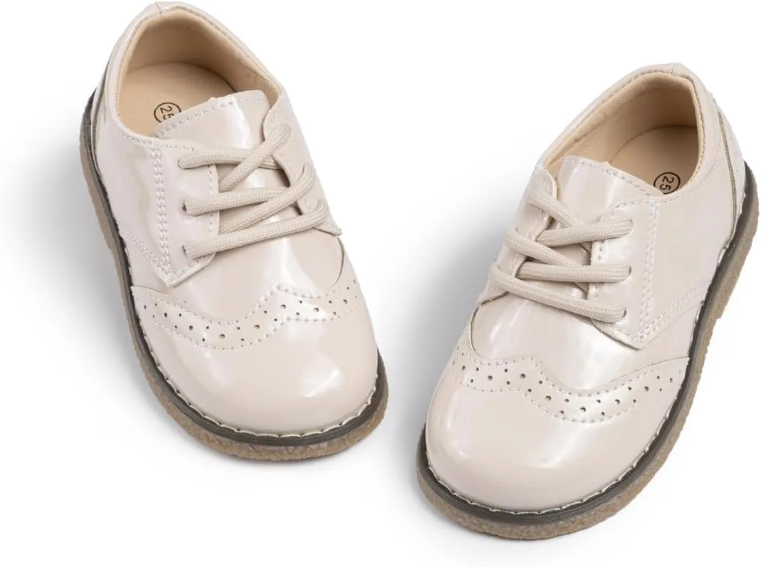 KIDSUN Toddler Boy??s Girl??s Dress Shoes Comfort Lace-Up Oxford School Uniform Shoes Loafer Flats (Toddler/Little Kid) E-Black