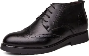 Lace Up Boots For Men Derby Carved Brogue Win Tip PU Waterproof Anti-slip Dress Classic Casual