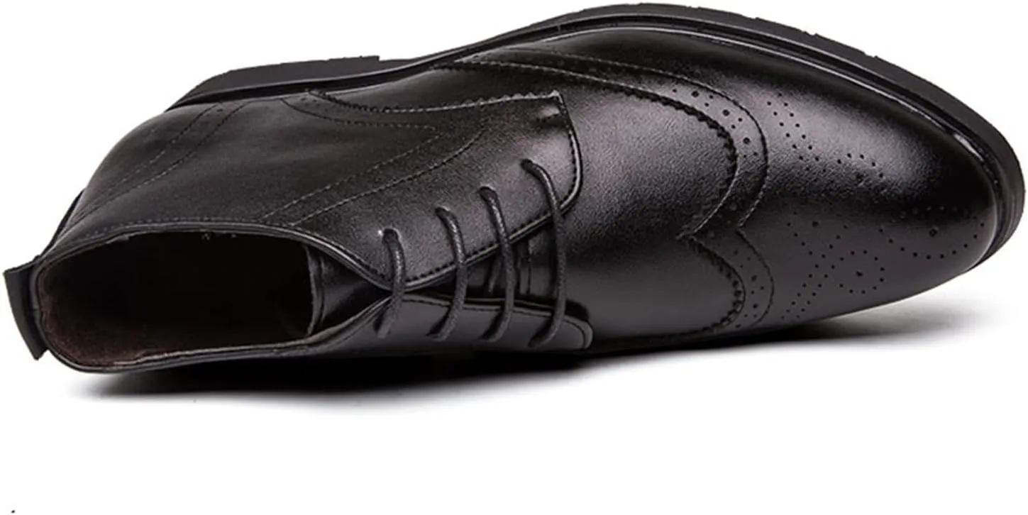 Lace Up Boots For Men Derby Carved Brogue Win Tip PU Waterproof Anti-slip Dress Classic Casual
