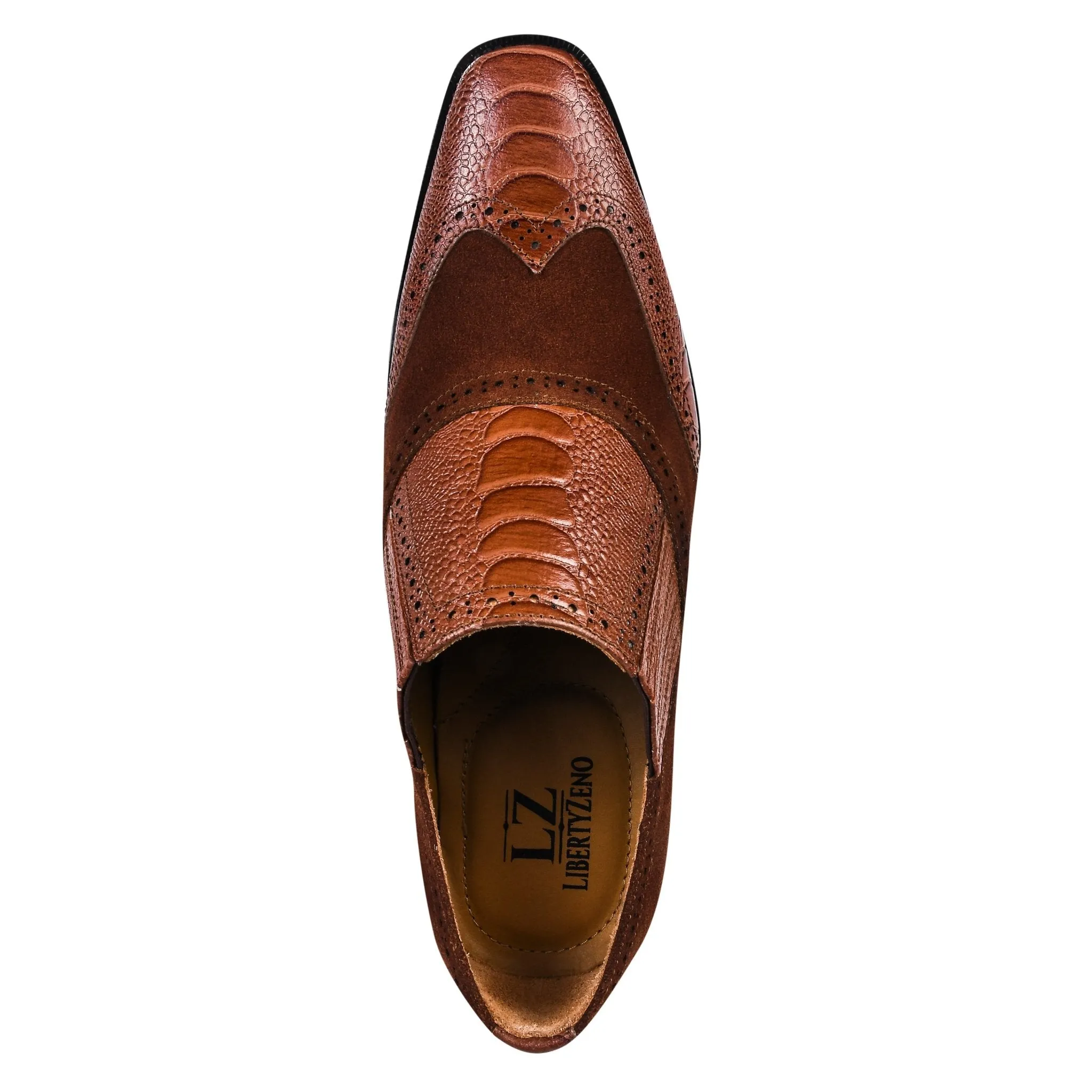 Megan Men?? Ostrich Leg Printed Suede Leather Loafer Shoes