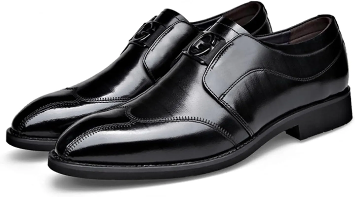 Men Loafer Shoes Classic Pointed Toe Pull-on Formal Oxfords Shoes Office Casual Slip-Ons Business Wedding Dress Shoes