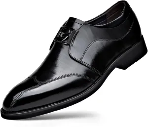 Men Loafer Shoes Classic Pointed Toe Pull-on Formal Oxfords Shoes Office Casual Slip-Ons Business Wedding Dress Shoes