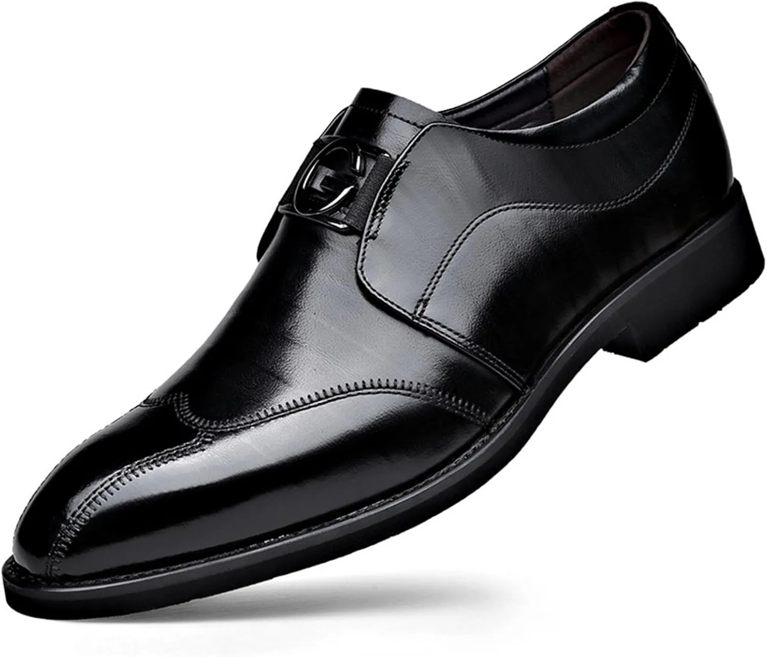 Men Loafer Shoes Classic Pointed Toe Pull-on Formal Oxfords Shoes Office Casual Slip-Ons Business Wedding Dress Shoes