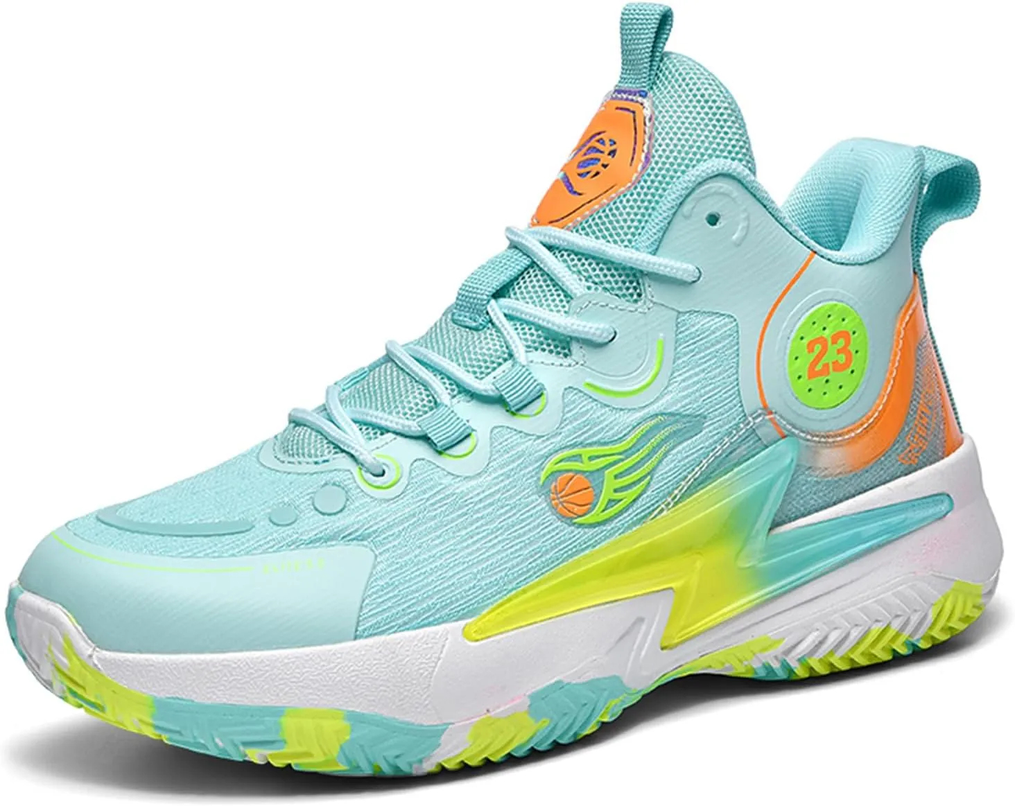 Men??S 23 High Top Basketball Shoes with Arch Support Lace Up Fashion Graffiti Style Sports Shoes Light Tennis Shoes Actual Combat Shoes Outdoor Sneakers