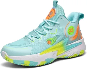 Men??S 23 High Top Basketball Shoes with Arch Support Lace Up Fashion Graffiti Style Sports Shoes Light Tennis Shoes Actual Combat Shoes Outdoor Sneakers