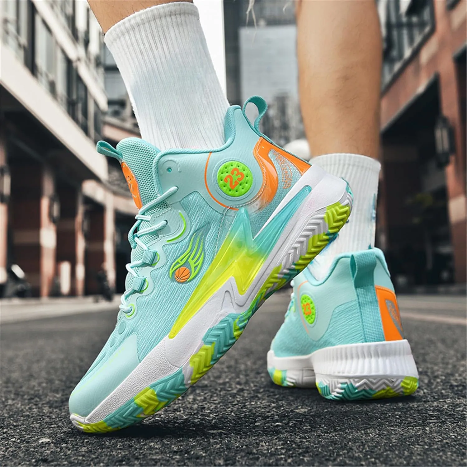 Men??S 23 High Top Basketball Shoes with Arch Support Lace Up Fashion Graffiti Style Sports Shoes Light Tennis Shoes Actual Combat Shoes Outdoor Sneakers