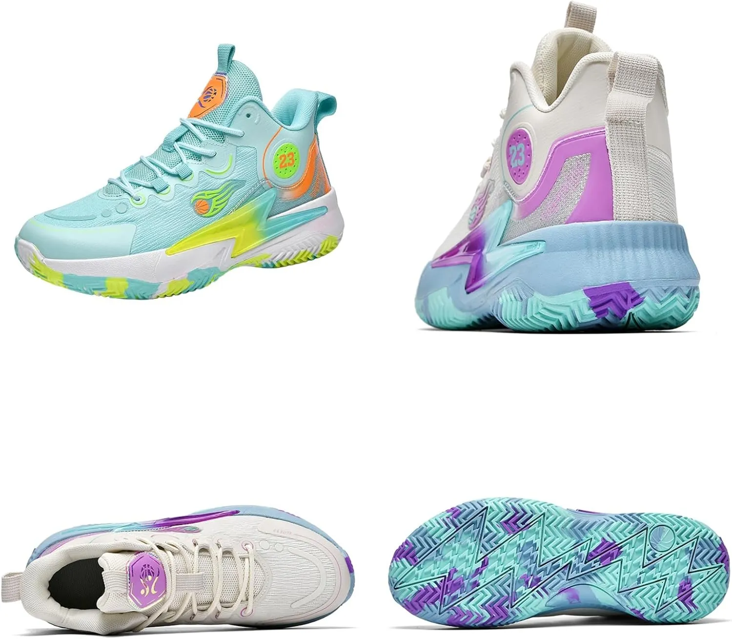 Men??S 23 High Top Basketball Shoes with Arch Support Lace Up Fashion Graffiti Style Sports Shoes Light Tennis Shoes Actual Combat Shoes Outdoor Sneakers