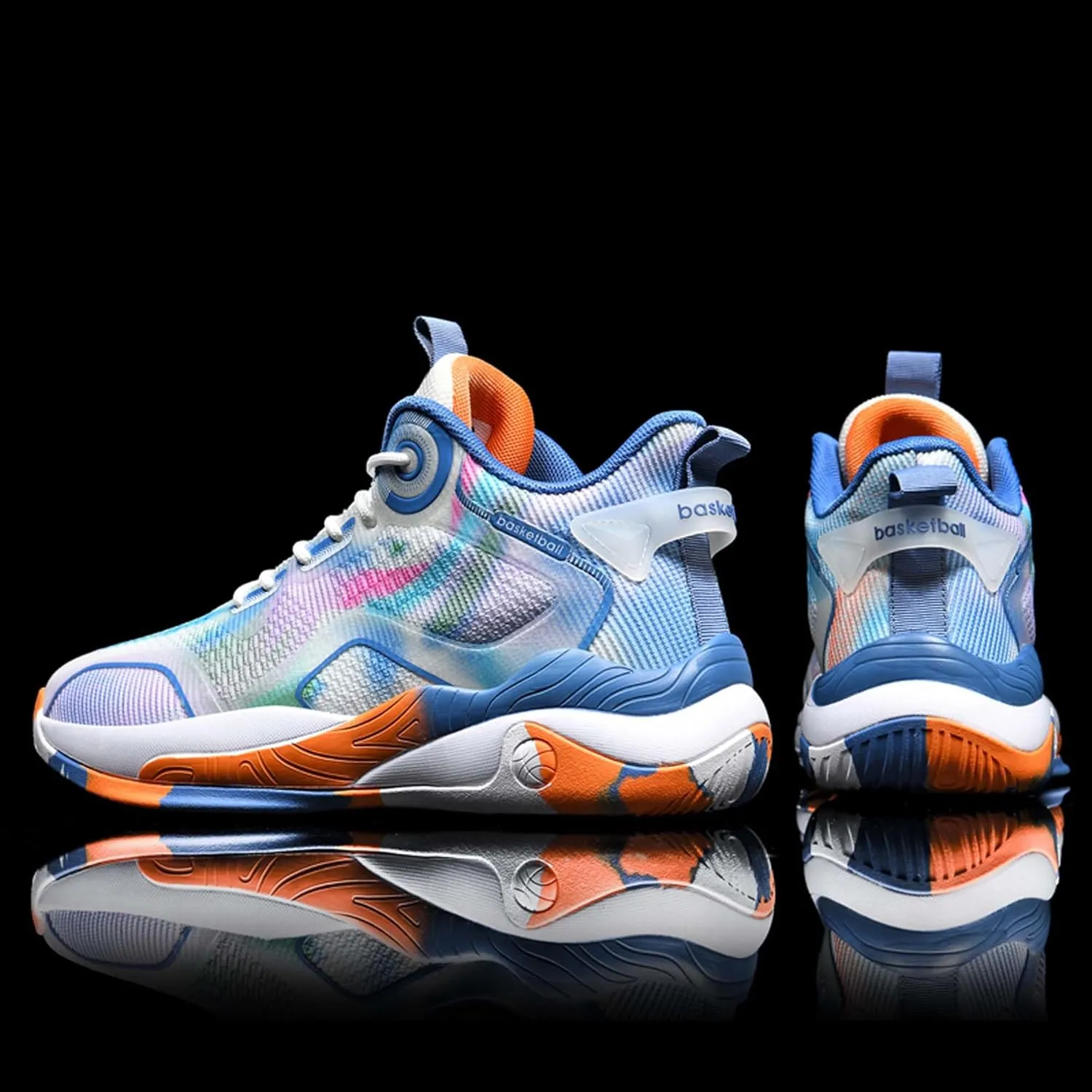 Mens and Womens Lace Up Mid Top Basketball Sneakers High Elasticity Running Shoes Rubber Sole Wear Resistant Walking Shoes Comfortable and Breathable Badminton Shoes Tennis Shoes Cross Training Shoes