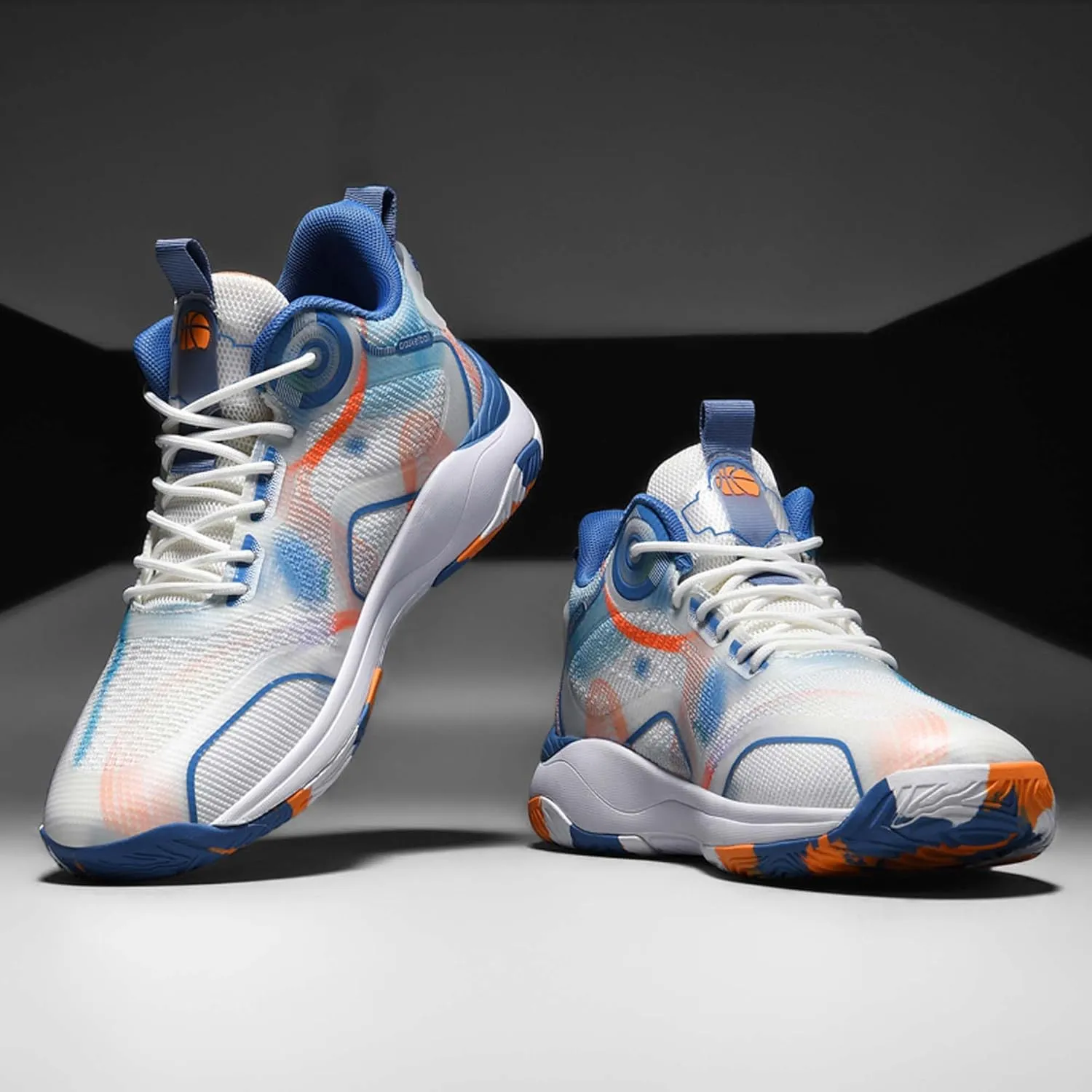 Mens and Womens Lace Up Mid Top Basketball Sneakers High Elasticity Running Shoes Rubber Sole Wear Resistant Walking Shoes Comfortable and Breathable Badminton Shoes Tennis Shoes Cross Training Shoes