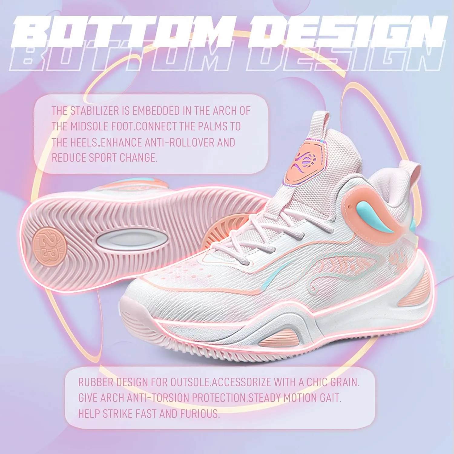 Men's Basketball Shoes Fashionable Breathable Anti Slip Sports Shoes Outdoor Running Fitness Training Shoes