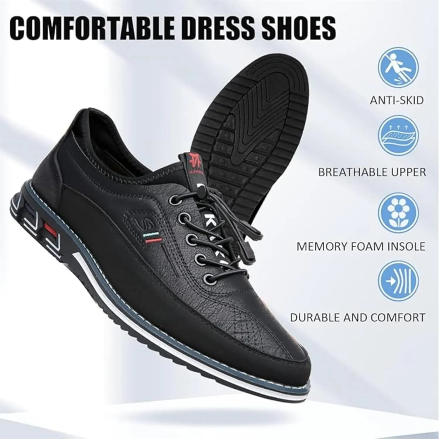 Mens Dress Shoes Casual Oxfords Lace-Up Lightweight Formal Business Shoes Leather Loafers Fashion Sneakers Driving Loafers Orange