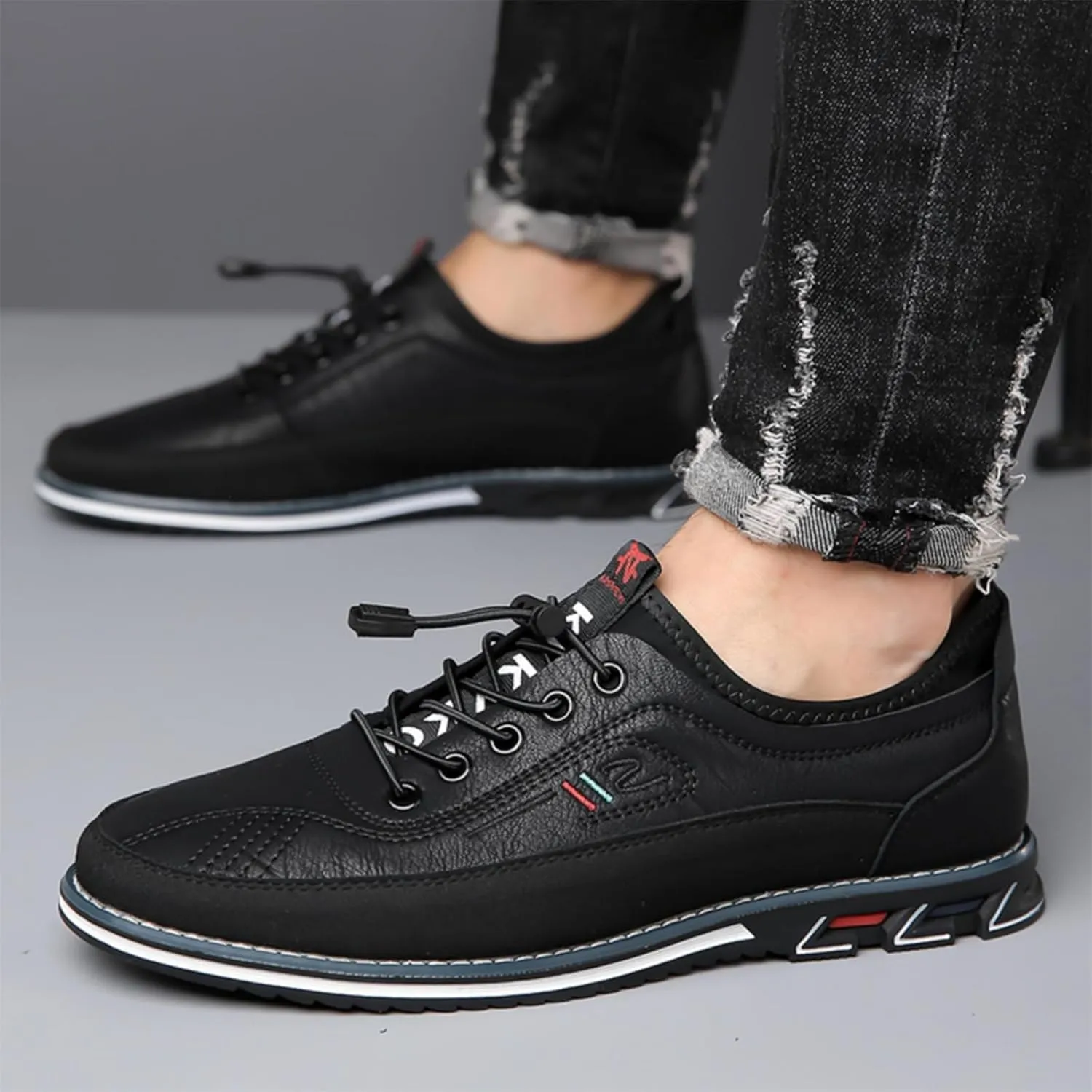 Mens Dress Shoes Casual Oxfords Lace-Up Lightweight Formal Business Shoes Leather Loafers Fashion Sneakers Driving Loafers Orange