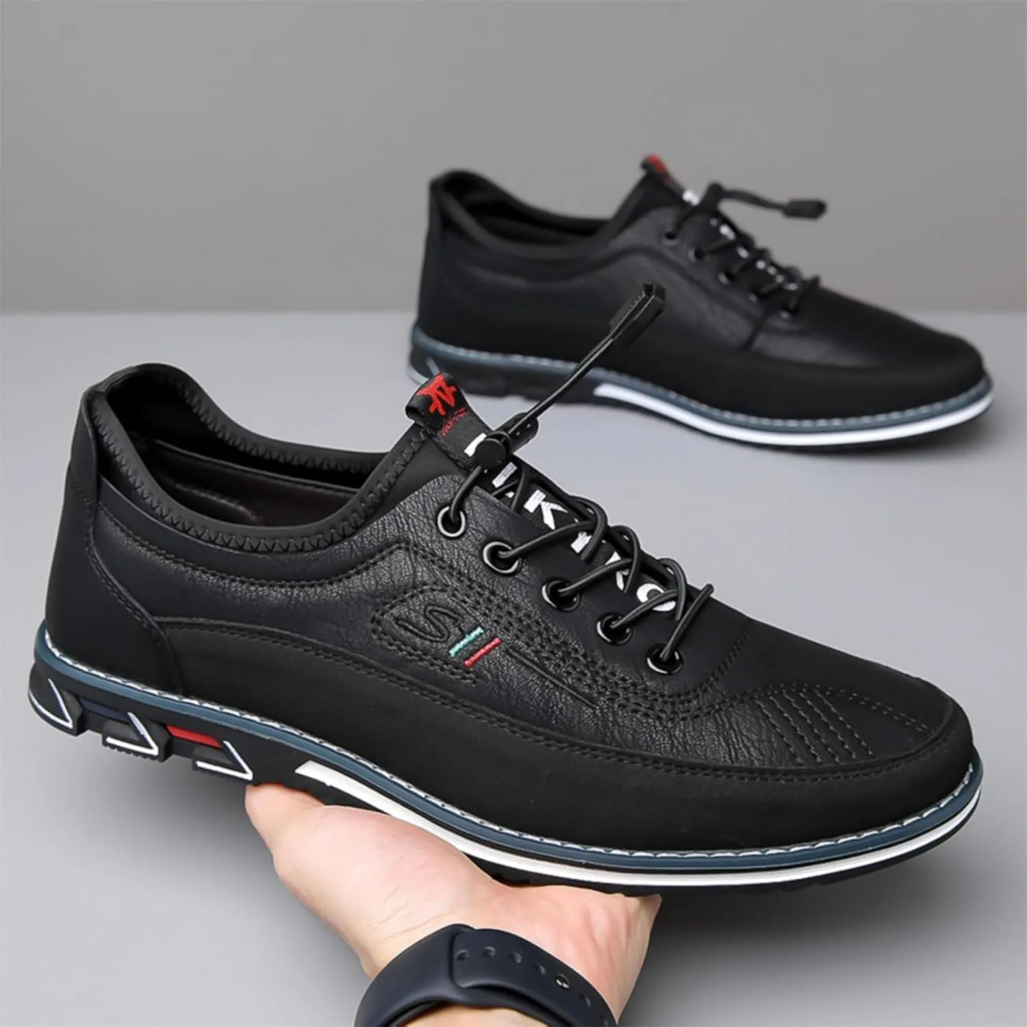 Mens Dress Shoes Casual Oxfords Lace-Up Lightweight Formal Business Shoes Leather Loafers Fashion Sneakers Driving Loafers Orange