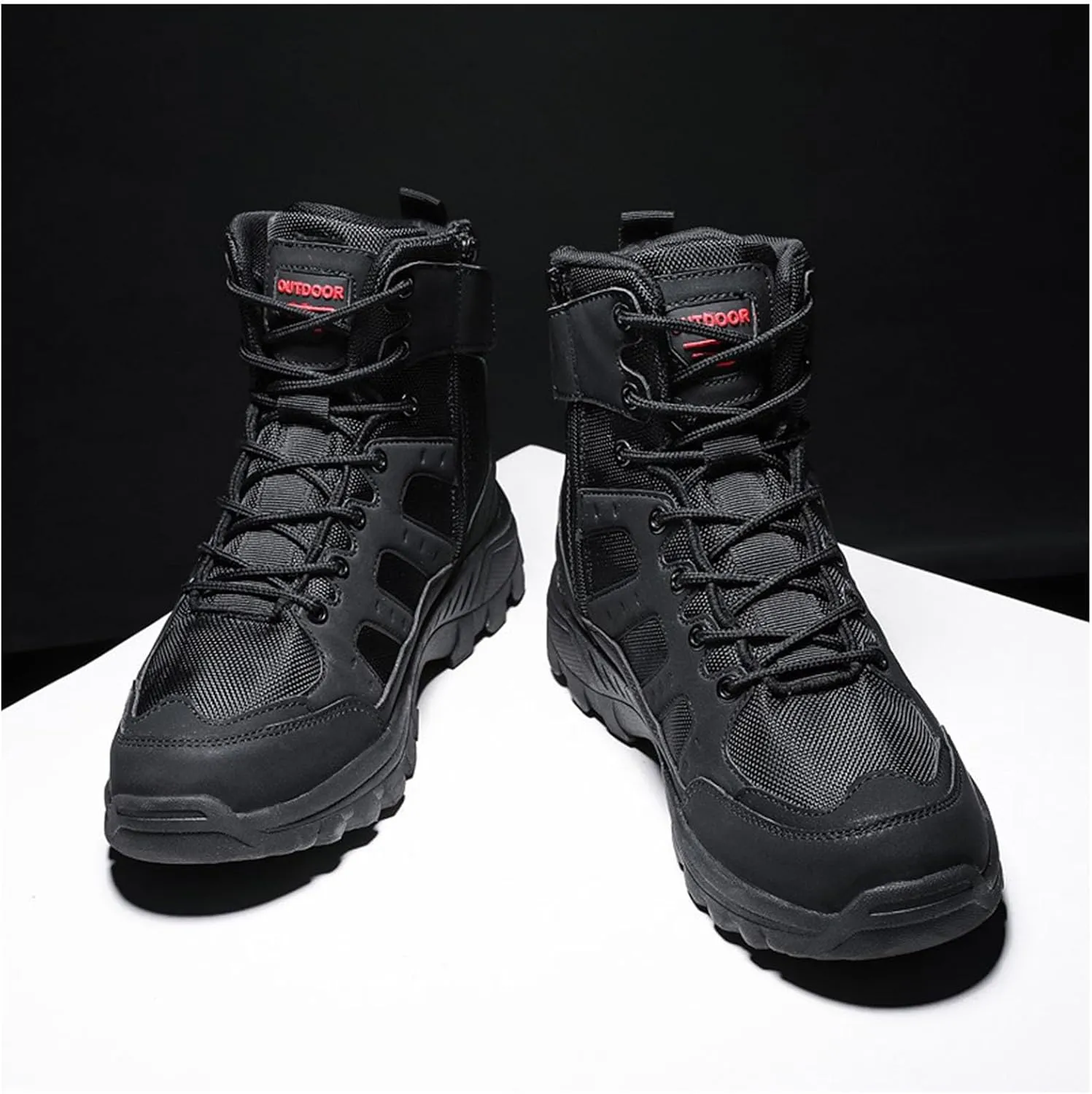 Men's Lightweight Waterproof Hiking Boots Side Zipper Outdoor Work Boots