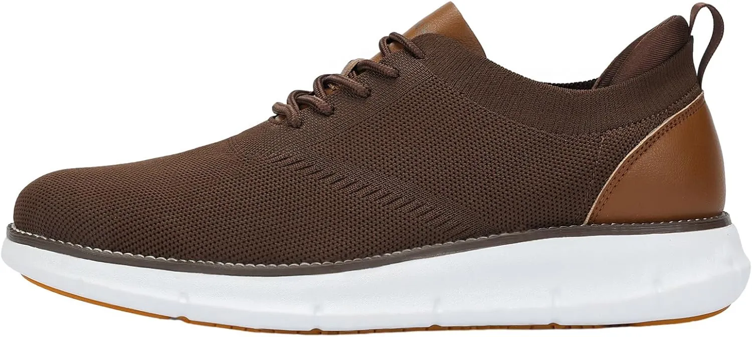Men's Mesh Dress Shoes Casual Business Lace Up Oxford Sneakers Lightweight Breathable Walking Shoes Comfortable Thick Sole Tennis Footwear