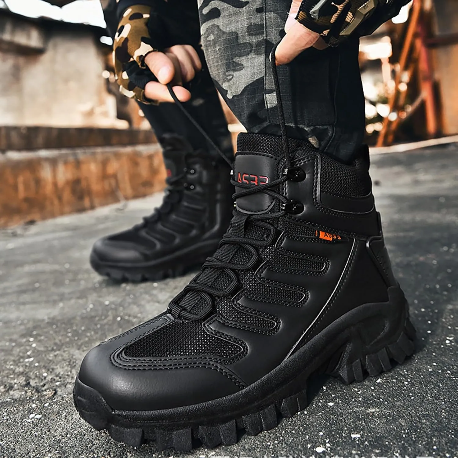 Mens Military Tactical Boots Combat Boots Breathable Police Patrol Boots Lightweight Army Boots Waterproof Hiking Boots