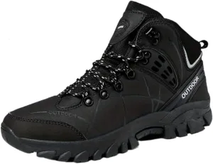 Men's Outdoor Hiking Boots, Breathable Comfortable Non-Slip Boots With Fuzzy Lining For Outdoor Walking Hiking Mountaineering, Autumn And Winter