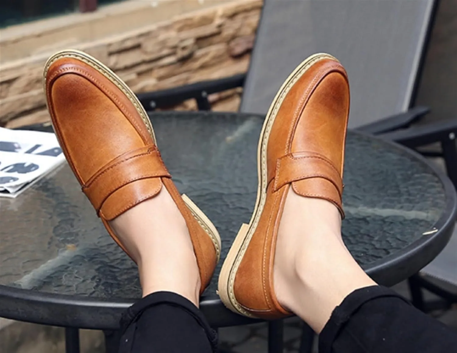 Men's Slip-On Penny Loafers Shoes Office Dress Shoes Formal Oxfords Shoes Cap Toe Casual Business Loafers Outdoor Walking Shoes Derby Shoes for Men